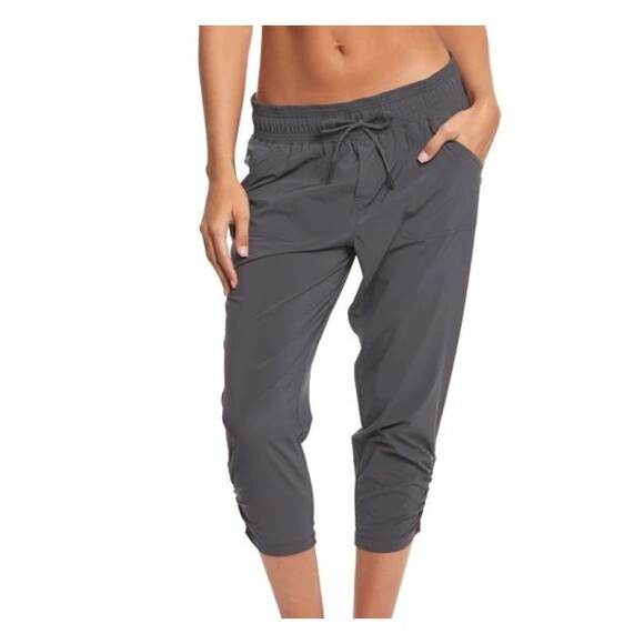 PRANA Gray Midtown Cropped Jogger Capri Pants Cinched Yoga Outdoors Size LARGE - Picture 1 of 6
